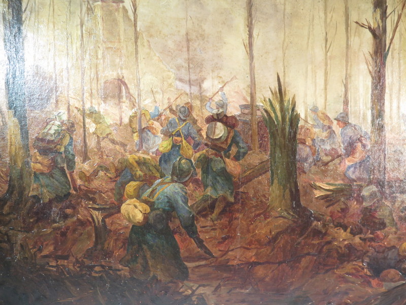 ANCIEN TABLEAU HUILE SUR TOILE POILUS GUERRE 1914-1918 BATAILLE SOUS BOIS SIGNE | eBay