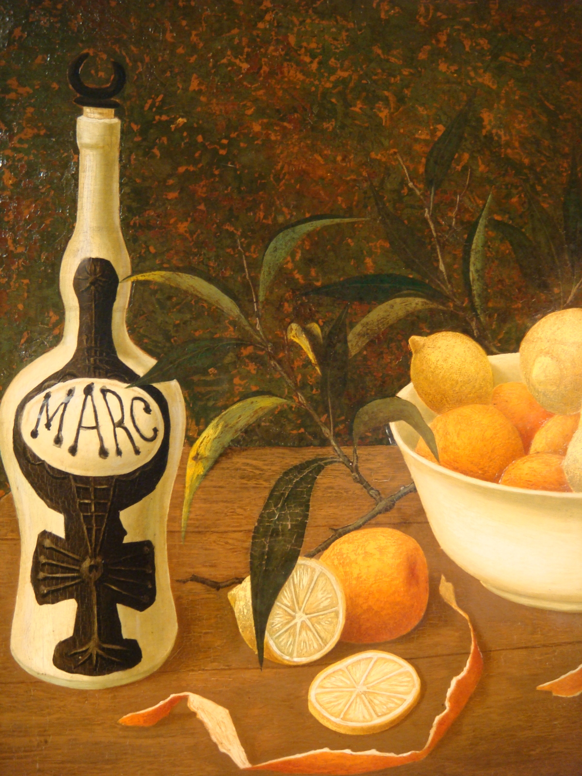 Nature Morte Aux Citrons Et Oranges Avec Une Rose Ancien tableau huile sur toile nature morte aux agrumes Phlippe Bonamy